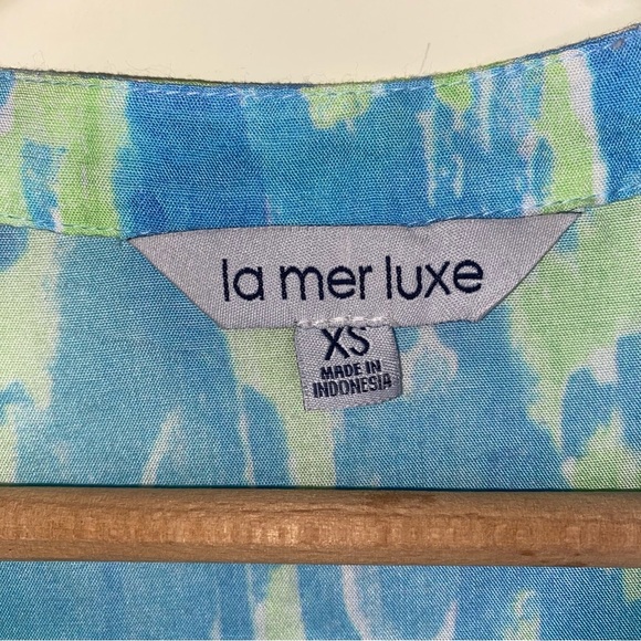 La Mer Luxe Size XS Blue And Green Printed Blouse In Excellent Condition - Picture 5 of 5